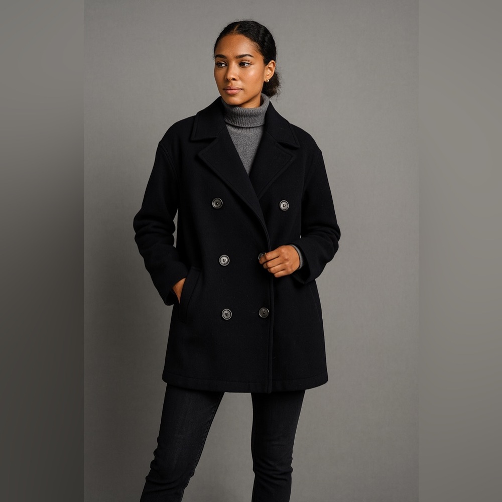 J.Crew Womens XL Black Wool Blend Peacoat – PROFESSIONALLY DRY CLEANED 9/18/2025 - Picture 17 of 17